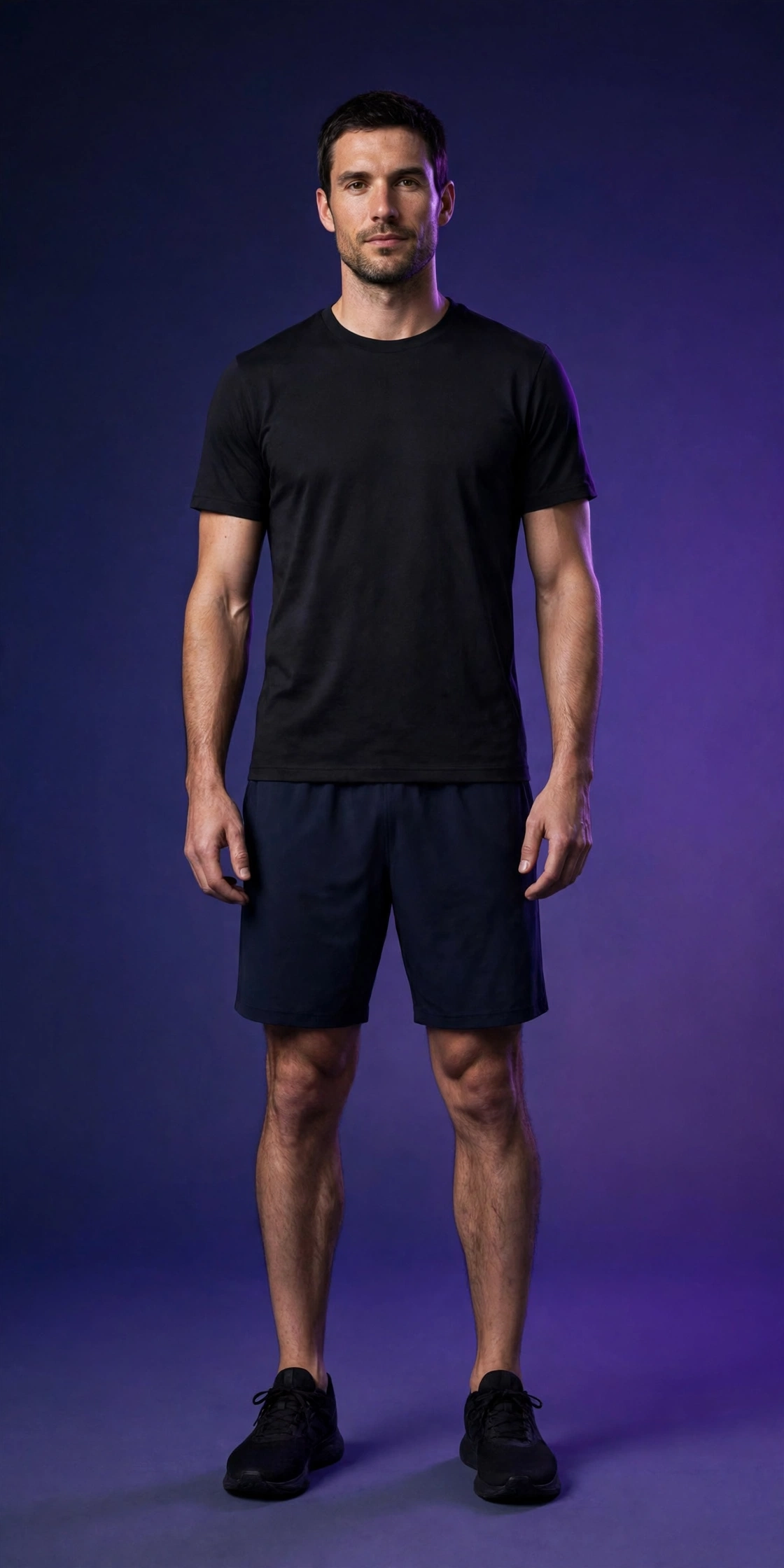 Man wearing the men's training shorts shown with the fused Omega Man mark and the words RESPECT, IS STRENGTH