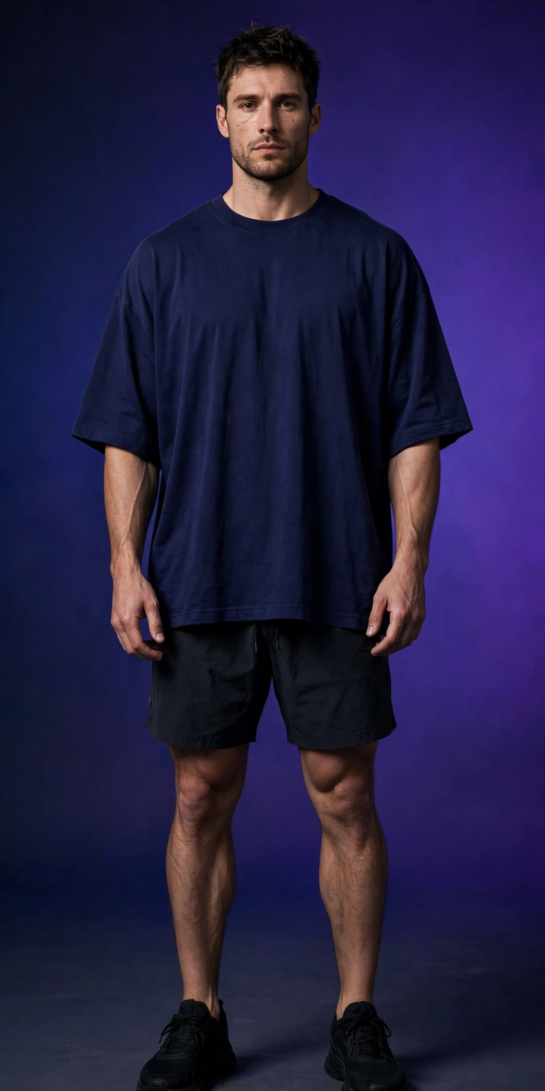 Man wearing the men's pump cover tee shown with the fused Omega Man mark and the words FORGED, NOT GIVEN